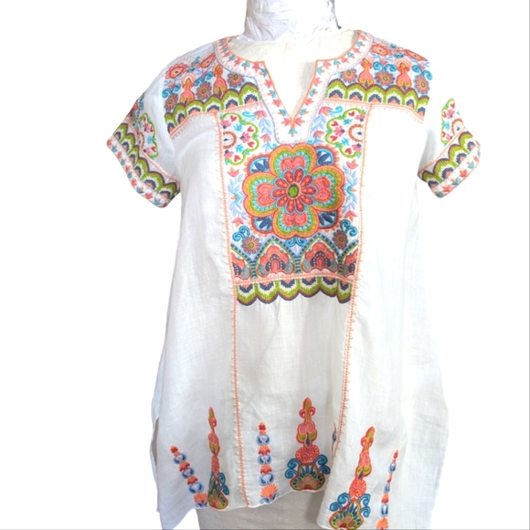 Johnny Was --Tama Boho Embroidered Drap Top..Size Small - Picture 2 of 8